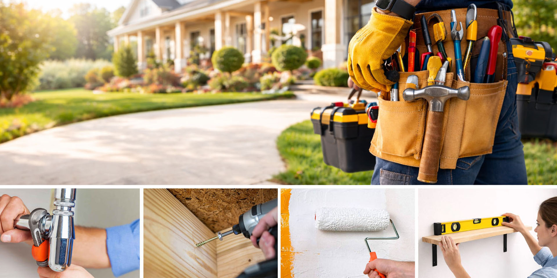 Professional handyman work on a residential home